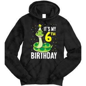 Kids Snakes Its My 6th Birthday 6 Year Old Birthday Tie Dye Hoodie