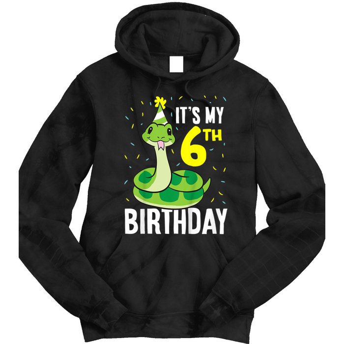 Kids Snakes Its My 6th Birthday 6 Year Old Birthday Tie Dye Hoodie