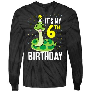 Kids Snakes Its My 6th Birthday 6 Year Old Birthday Tie-Dye Long Sleeve Shirt