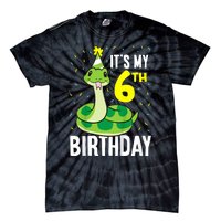 Kids Snakes Its My 6th Birthday 6 Year Old Birthday Tie-Dye T-Shirt