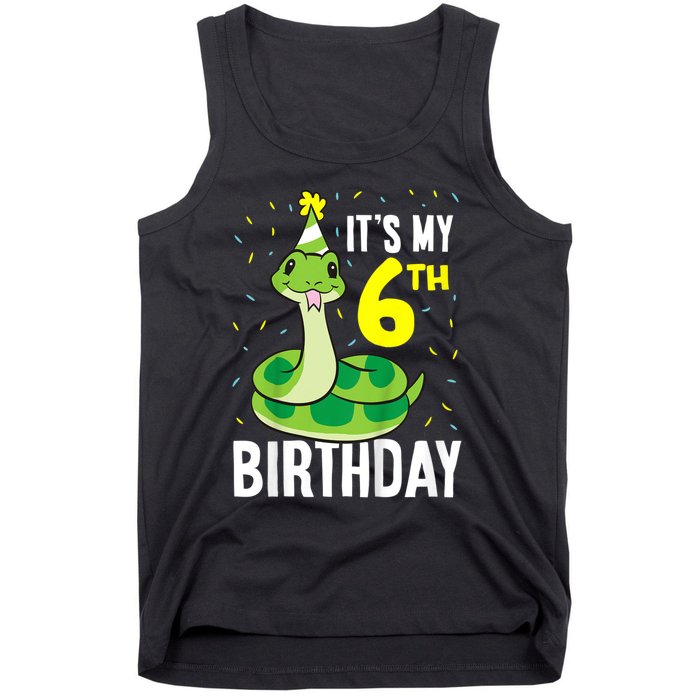 Kids Snakes Its My 6th Birthday 6 Year Old Birthday Tank Top