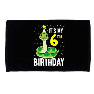 Kids Snakes Its My 6th Birthday 6 Year Old Birthday Microfiber Hand Towel