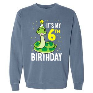 Kids Snakes Its My 6th Birthday 6 Year Old Birthday Garment-Dyed Sweatshirt