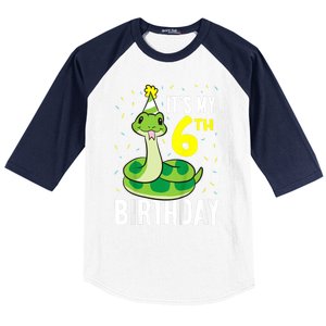 Kids Snakes Its My 6th Birthday 6 Year Old Birthday Baseball Sleeve Shirt