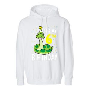 Kids Snakes Its My 6th Birthday 6 Year Old Birthday Garment-Dyed Fleece Hoodie