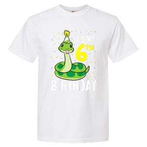 Kids Snakes Its My 6th Birthday 6 Year Old Birthday Garment-Dyed Heavyweight T-Shirt