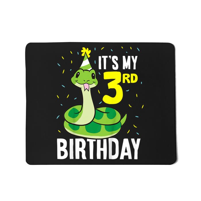 Kids Snakes Its My 3rd Birthday 3 Year Old Birthday Mousepad