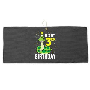 Kids Snakes Its My 3rd Birthday 3 Year Old Birthday Large Microfiber Waffle Golf Towel