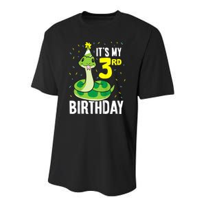 Kids Snakes Its My 3rd Birthday 3 Year Old Birthday Youth Performance Sprint T-Shirt