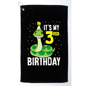 Kids Snakes Its My 3rd Birthday 3 Year Old Birthday Platinum Collection Golf Towel