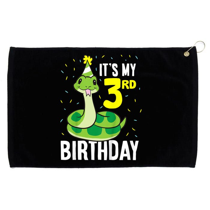 Kids Snakes Its My 3rd Birthday 3 Year Old Birthday Grommeted Golf Towel