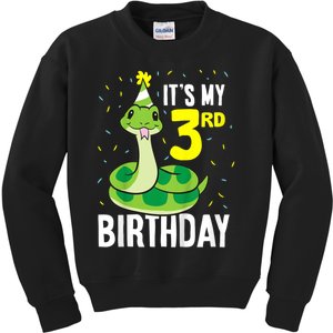 Kids Snakes Its My 3rd Birthday 3 Year Old Birthday Kids Sweatshirt