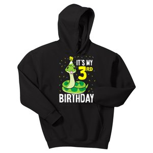 Kids Snakes Its My 3rd Birthday 3 Year Old Birthday Kids Hoodie