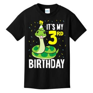 Kids Snakes Its My 3rd Birthday 3 Year Old Birthday Kids T-Shirt