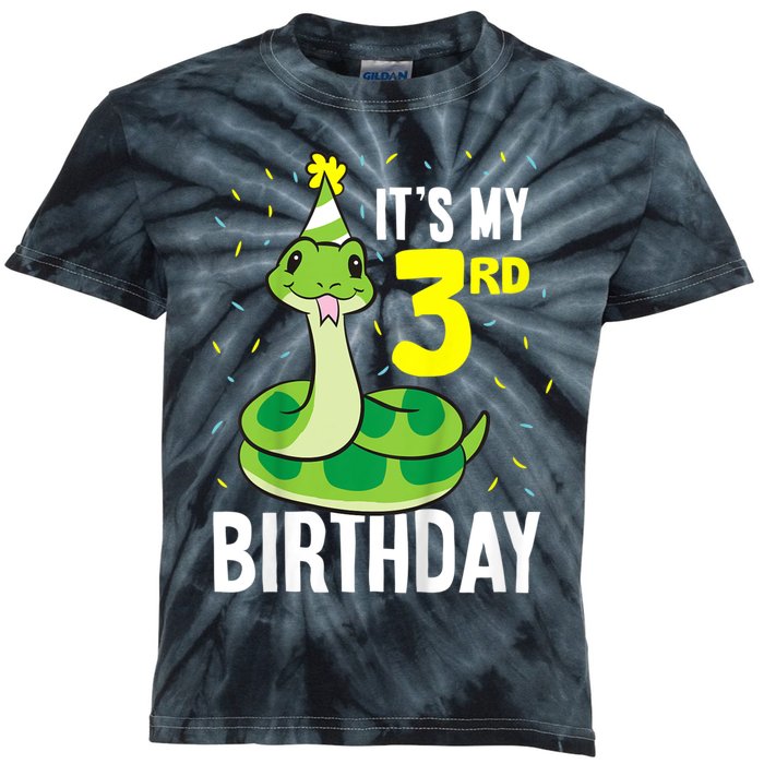 Kids Snakes Its My 3rd Birthday 3 Year Old Birthday Kids Tie-Dye T-Shirt