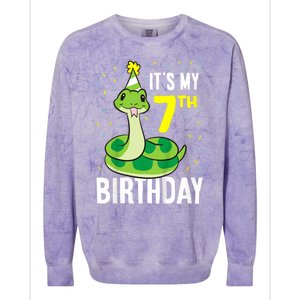 Kids Snakes Its My 7th Birthday 7 Year Old Birthday Colorblast Crewneck Sweatshirt