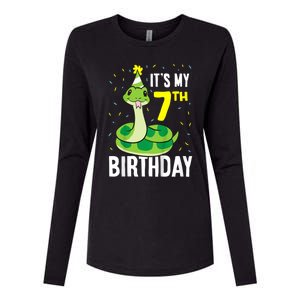 Kids Snakes Its My 7th Birthday 7 Year Old Birthday Womens Cotton Relaxed Long Sleeve T-Shirt