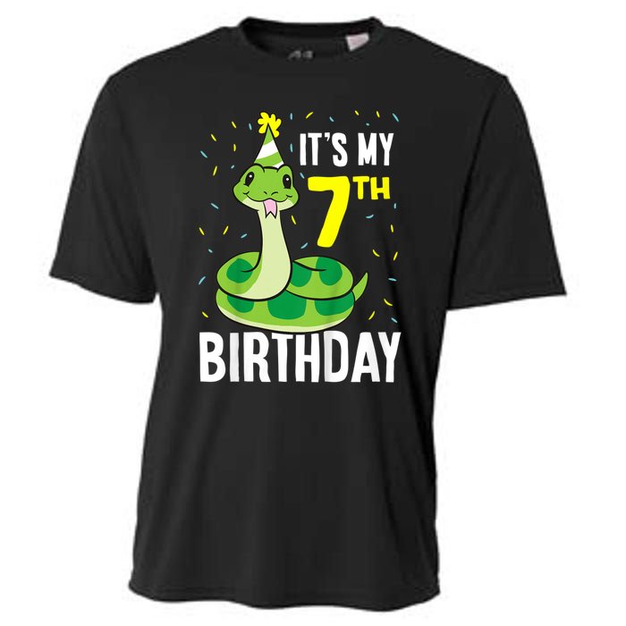 Kids Snakes Its My 7th Birthday 7 Year Old Birthday Cooling Performance Crew T-Shirt