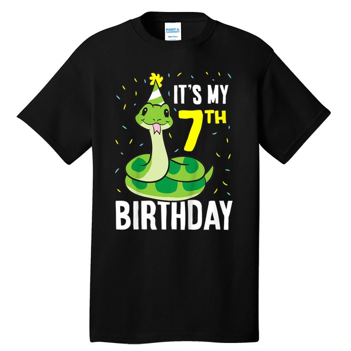 Kids Snakes Its My 7th Birthday 7 Year Old Birthday Tall T-Shirt