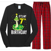 Kids Snakes Its My 7th Birthday 7 Year Old Birthday Long Sleeve Pajama Set