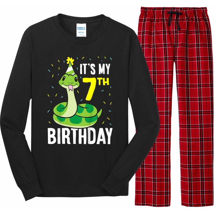 Kids Snakes Its My 7th Birthday 7 Year Old Birthday Long Sleeve Pajama Set