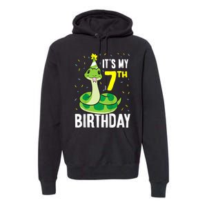 Kids Snakes Its My 7th Birthday 7 Year Old Birthday Premium Hoodie