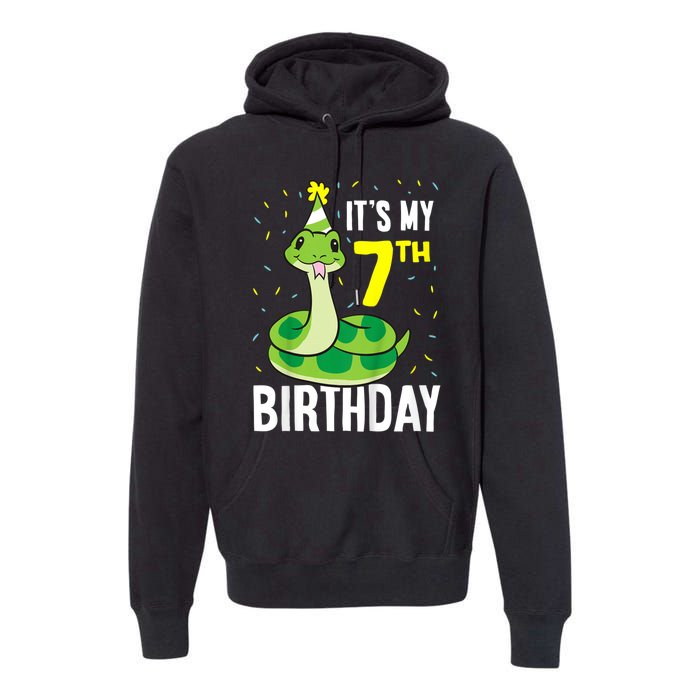 Kids Snakes Its My 7th Birthday 7 Year Old Birthday Premium Hoodie