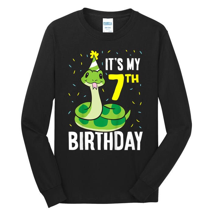 Kids Snakes Its My 7th Birthday 7 Year Old Birthday Tall Long Sleeve T-Shirt