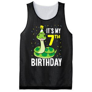 Kids Snakes Its My 7th Birthday 7 Year Old Birthday Mesh Reversible Basketball Jersey Tank