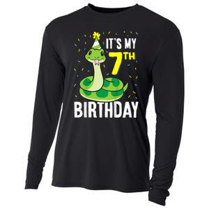 Kids Snakes Its My 7th Birthday 7 Year Old Birthday Cooling Performance Long Sleeve Crew