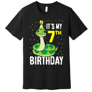 Kids Snakes Its My 7th Birthday 7 Year Old Birthday Premium T-Shirt