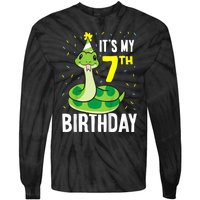 Kids Snakes Its My 7th Birthday 7 Year Old Birthday Tie-Dye Long Sleeve Shirt