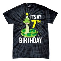 Kids Snakes Its My 7th Birthday 7 Year Old Birthday Tie-Dye T-Shirt