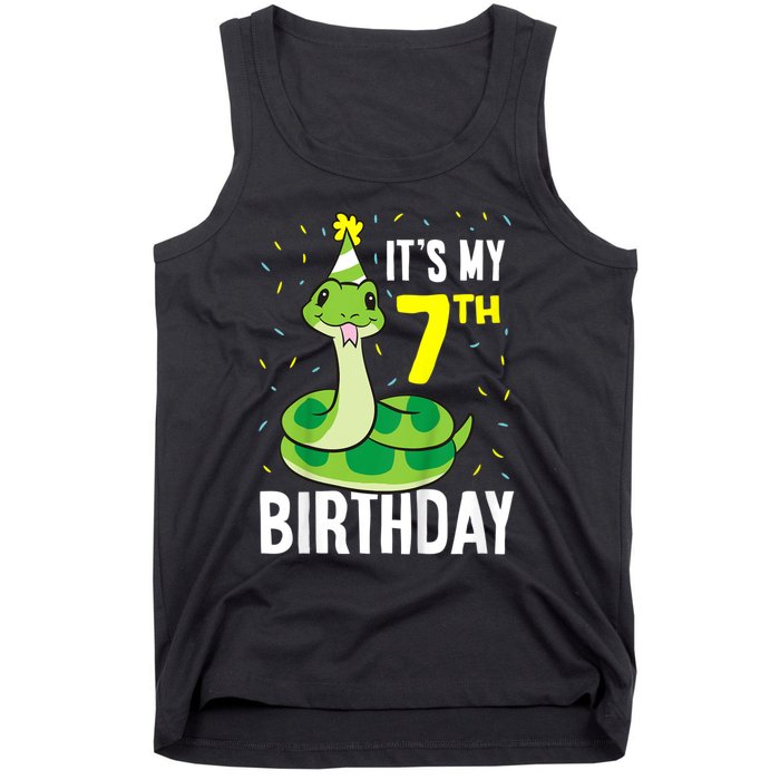 Kids Snakes Its My 7th Birthday 7 Year Old Birthday Tank Top