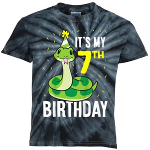 Kids Snakes Its My 7th Birthday 7 Year Old Birthday Kids Tie-Dye T-Shirt