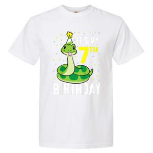 Kids Snakes Its My 7th Birthday 7 Year Old Birthday Garment-Dyed Heavyweight T-Shirt