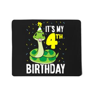 Kids Snakes Its My 4th Birthday 4 Year Old Birthday Mousepad