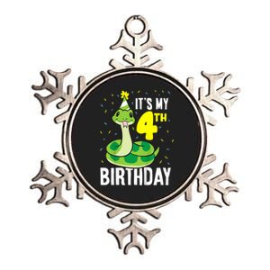 Kids Snakes Its My 4th Birthday 4 Year Old Birthday Metallic Star Ornament