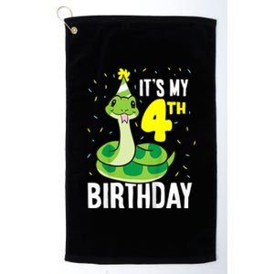 Kids Snakes Its My 4th Birthday 4 Year Old Birthday Platinum Collection Golf Towel