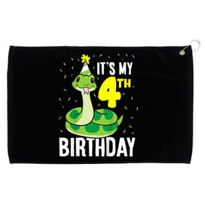 Kids Snakes Its My 4th Birthday 4 Year Old Birthday Grommeted Golf Towel