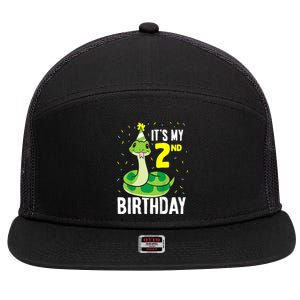 Kids Snakes Its My 2nd Birthday 2 Year Old Birthday 7 Panel Mesh Trucker Snapback Hat