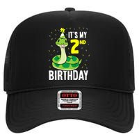 Kids Snakes Its My 2nd Birthday 2 Year Old Birthday High Crown Mesh Back Trucker Hat