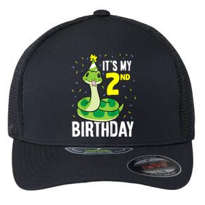 Kids Snakes Its My 2nd Birthday 2 Year Old Birthday Flexfit Unipanel Trucker Cap