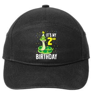 Kids Snakes Its My 2nd Birthday 2 Year Old Birthday 7-Panel Snapback Hat