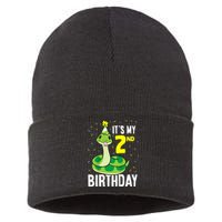 Kids Snakes Its My 2nd Birthday 2 Year Old Birthday Sustainable Knit Beanie