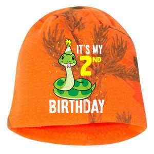 Kids Snakes Its My 2nd Birthday 2 Year Old Birthday Kati - Camo Knit Beanie