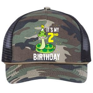 Kids Snakes Its My 2nd Birthday 2 Year Old Birthday Retro Rope Trucker Hat Cap