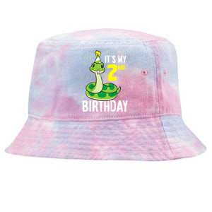 Kids Snakes Its My 2nd Birthday 2 Year Old Birthday Tie-Dyed Bucket Hat