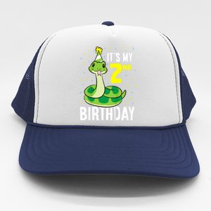 Kids Snakes Its My 2nd Birthday 2 Year Old Birthday Trucker Hat