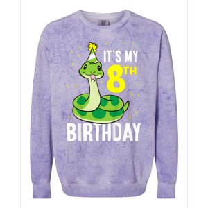 Kids Snakes Its My 8th Birthday 8 Year Old Birthday Colorblast Crewneck Sweatshirt